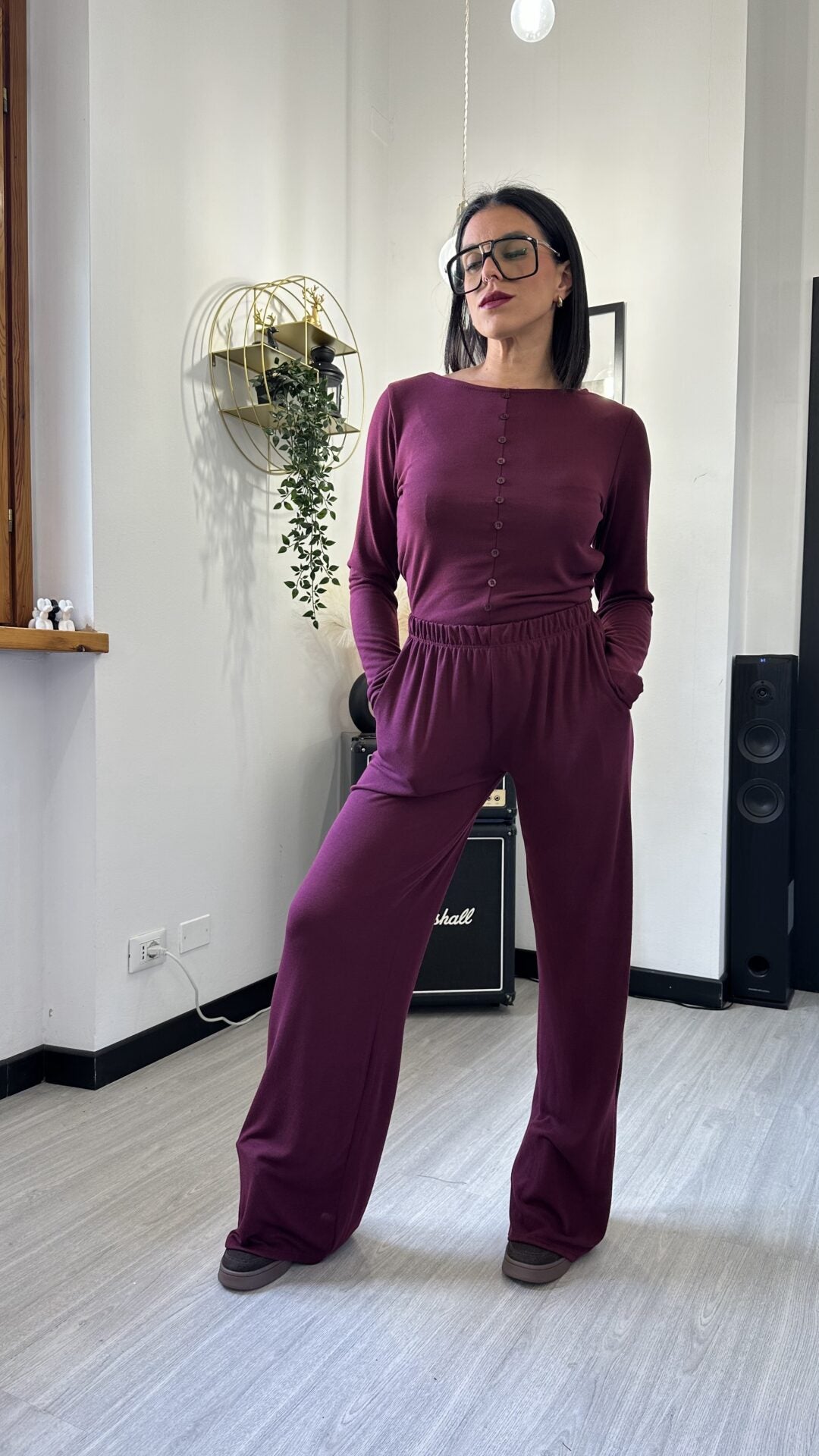 MAGLIETTA FAKEBUTTON BORDEAUX
