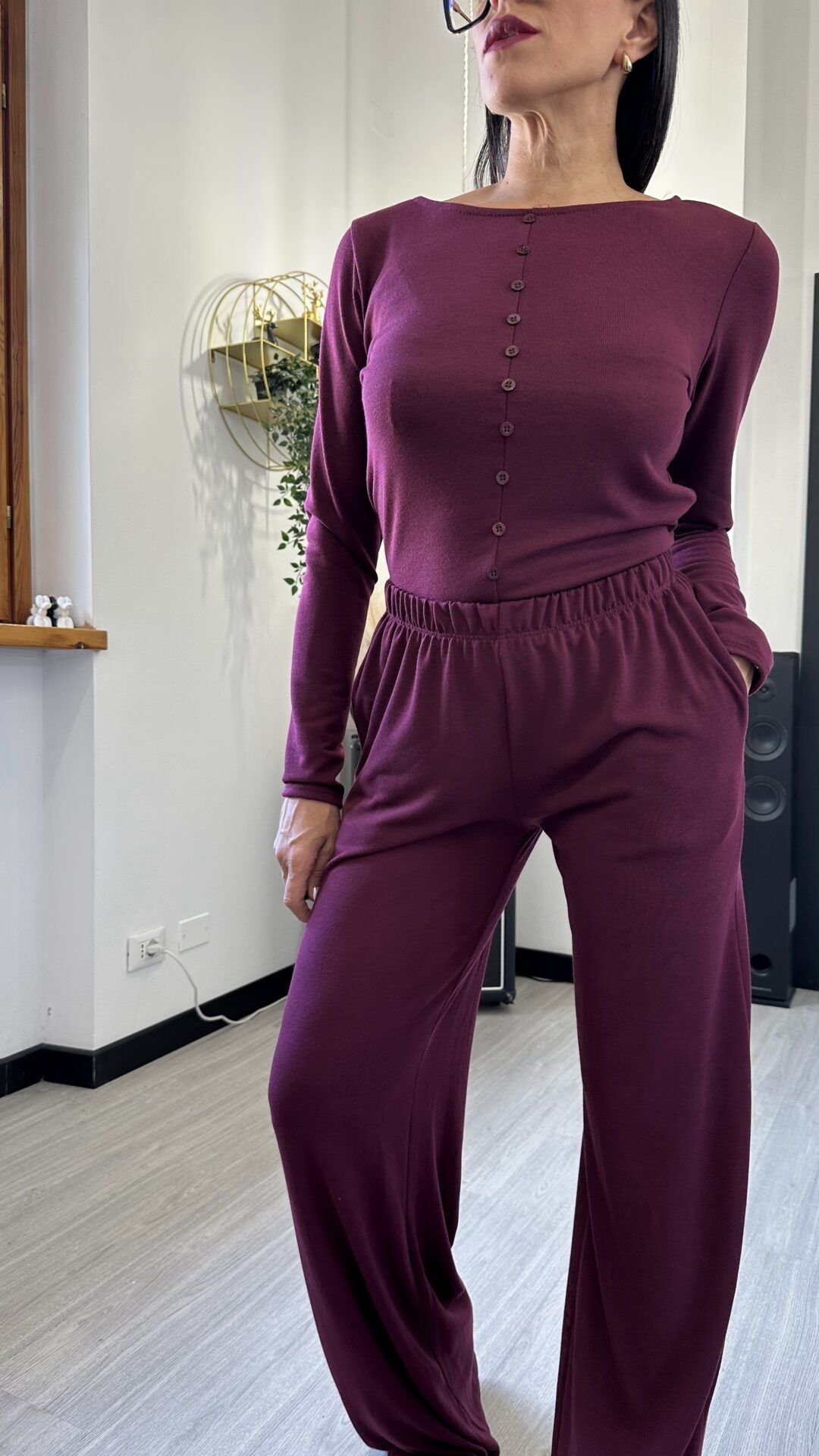 MAGLIETTA FAKEBUTTON BORDEAUX