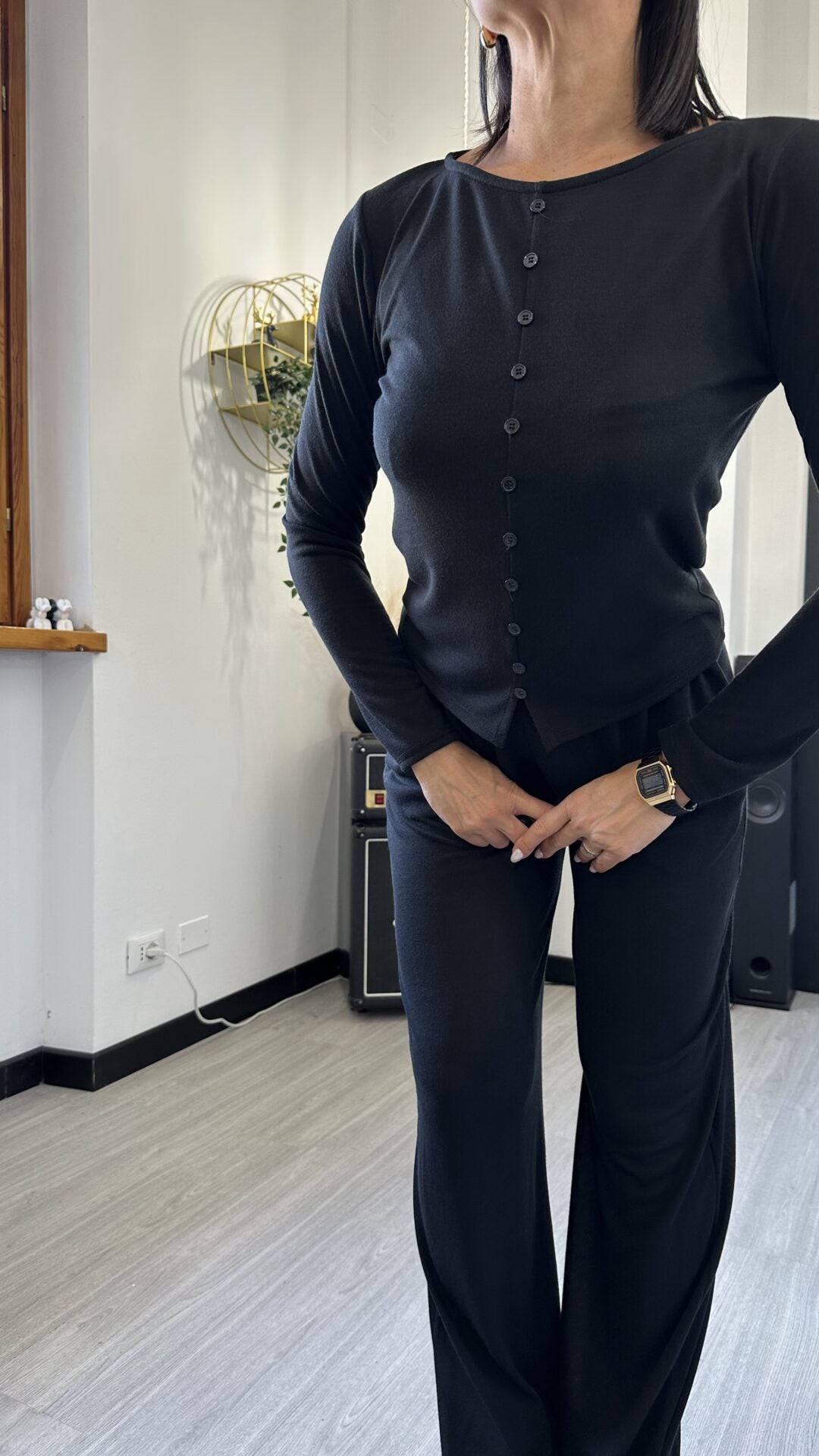 MAGLIETTA FAKEBUTTON NERA