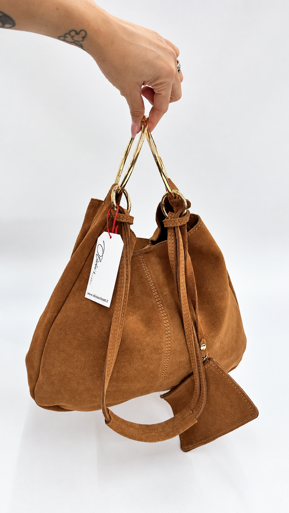 BORSA CON ANELLI CAMMELLO
