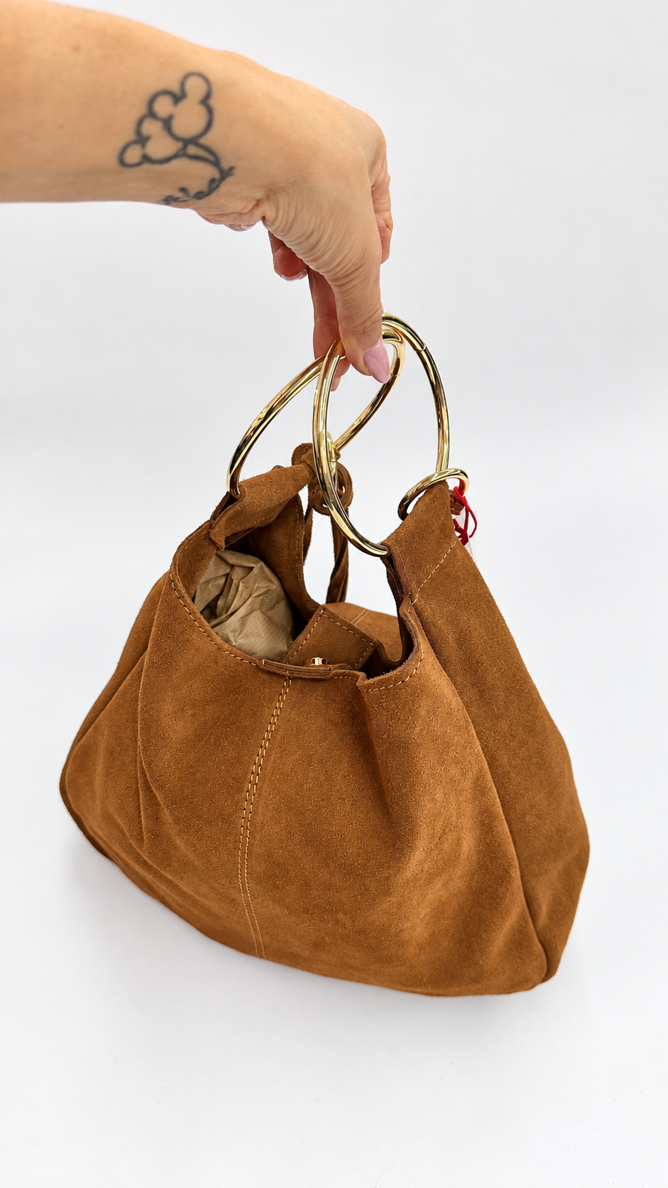BORSA CON ANELLI CAMMELLO