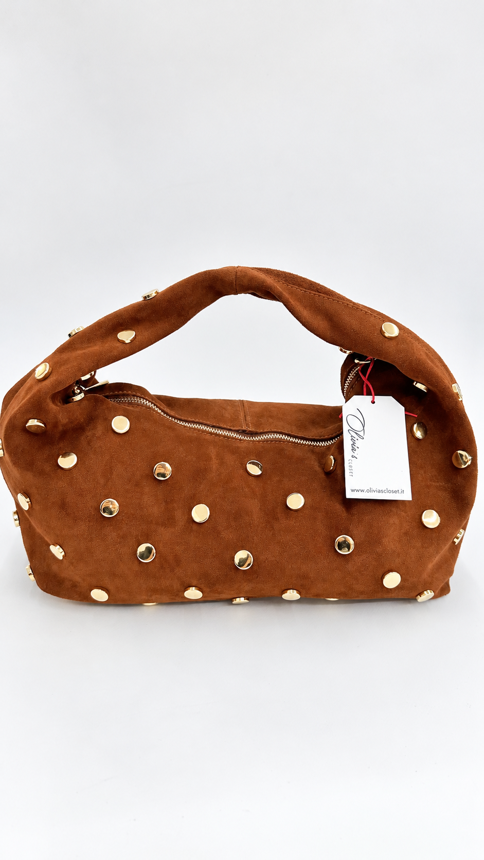 BORSA SCAMOSCIATA CON BORCHIE CAMMELLO