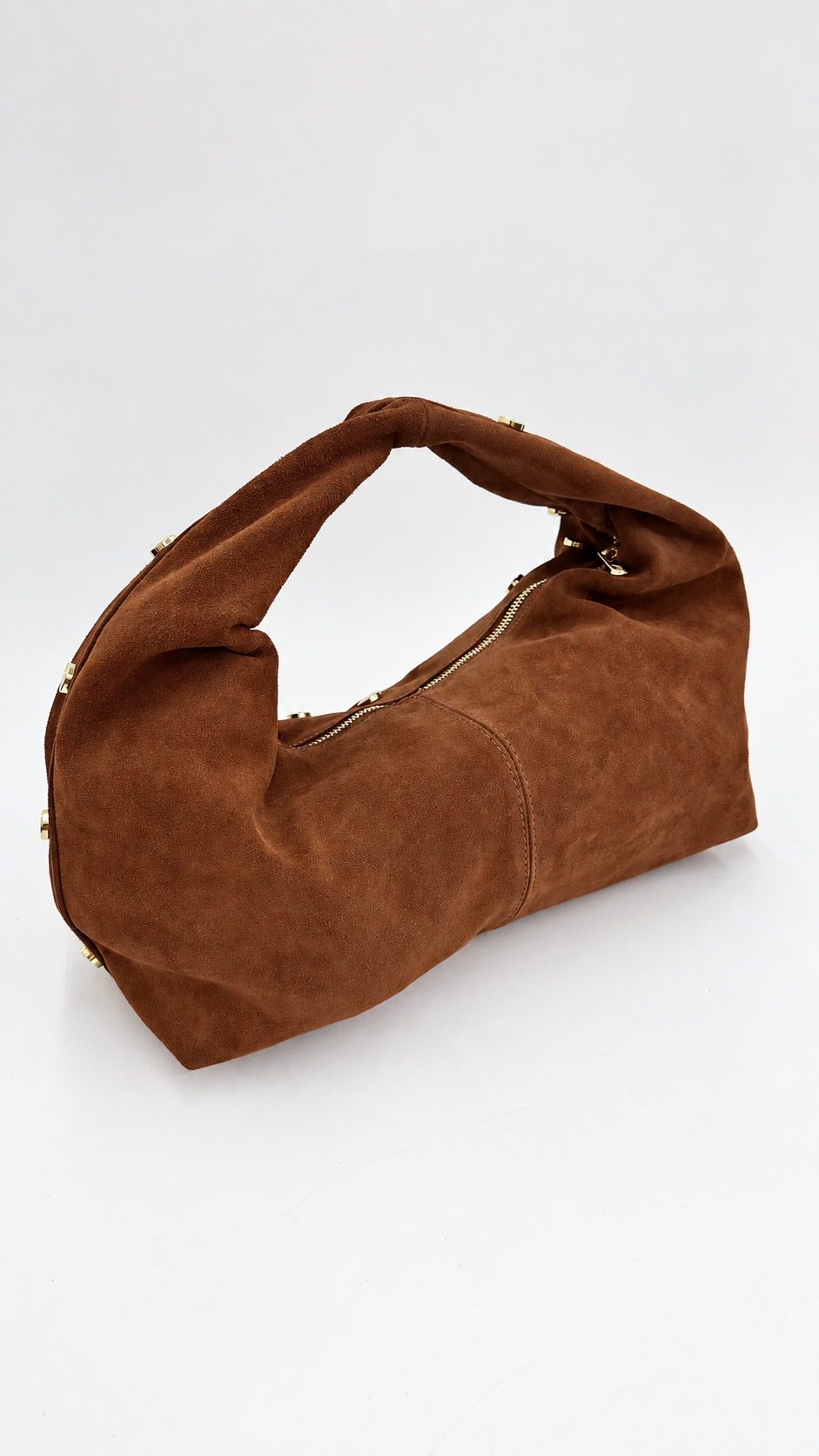 BORSA SCAMOSCIATA CON BORCHIE CAMMELLO