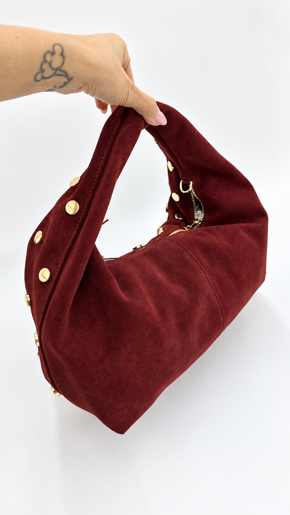 BORSA SCAMOSCIATA CON BORCHIE VINO