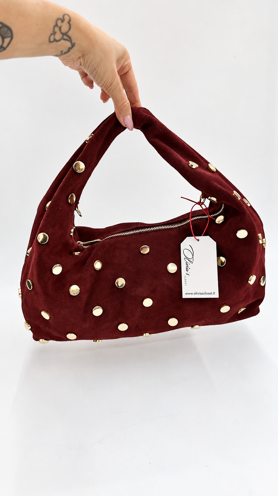 BORSA SCAMOSCIATA CON BORCHIE VINO
