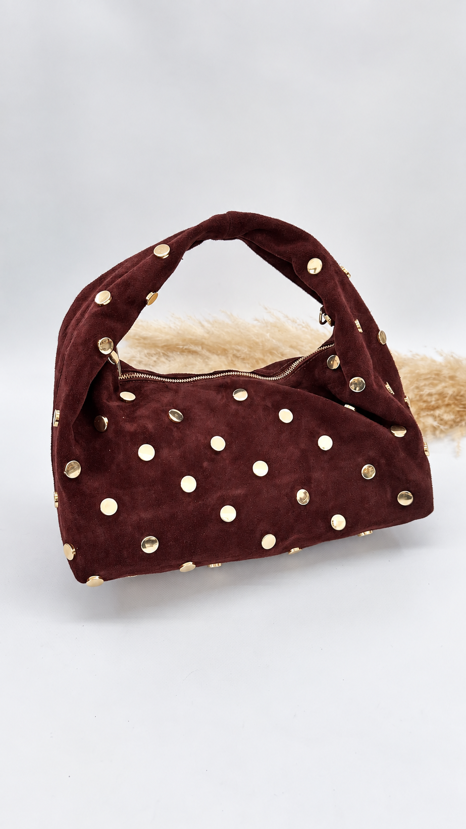 BORSA SCAMOSCIATA CON BORCHIE BORDEAUX